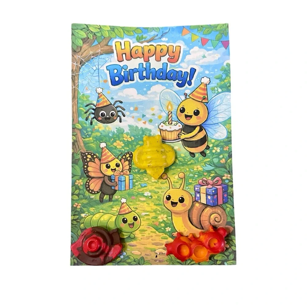 Handmade Bug Themed Crayon Birthday Card NEW